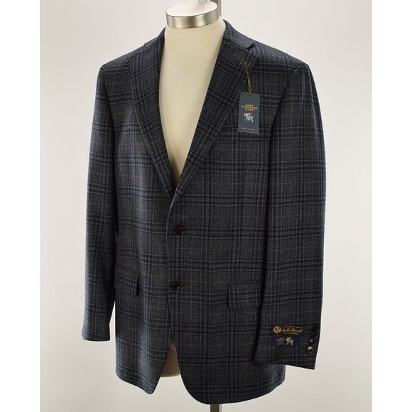 HART SCHAFFNER MARX Gray Plaid NEW YORK Loro Piana Cashmere Sport Coat 40 R NWT - Picture 1 of 3